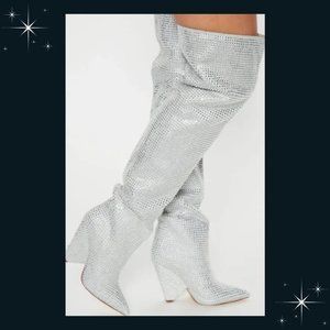 Rhinestone Thigh High Western Boots Womens 8.5